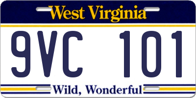 WV license plate 9VC101