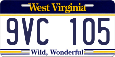 WV license plate 9VC105
