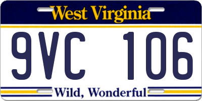 WV license plate 9VC106