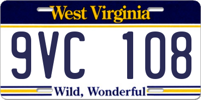 WV license plate 9VC108