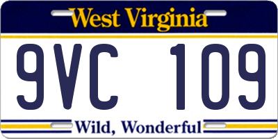 WV license plate 9VC109