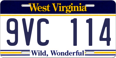 WV license plate 9VC114
