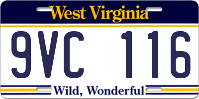 WV license plate 9VC116