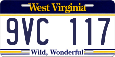 WV license plate 9VC117