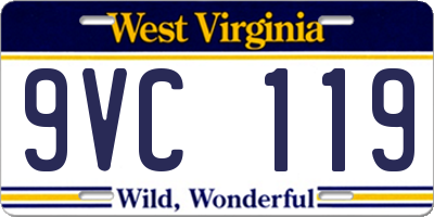 WV license plate 9VC119
