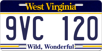WV license plate 9VC120