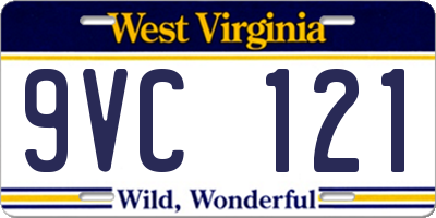 WV license plate 9VC121