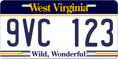 WV license plate 9VC123
