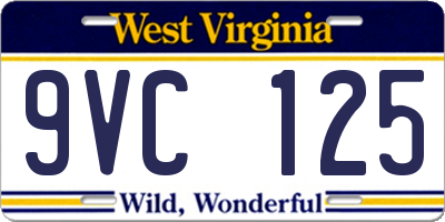 WV license plate 9VC125