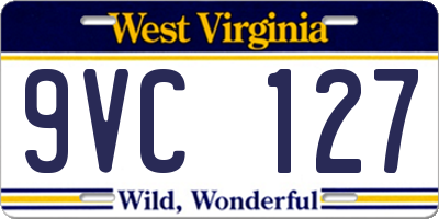 WV license plate 9VC127