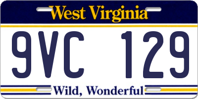 WV license plate 9VC129