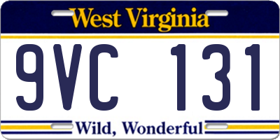 WV license plate 9VC131
