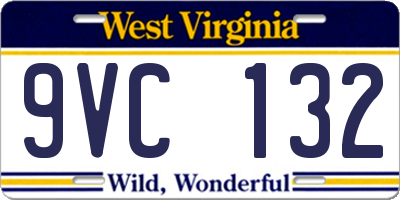 WV license plate 9VC132