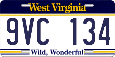 WV license plate 9VC134
