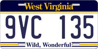 WV license plate 9VC135