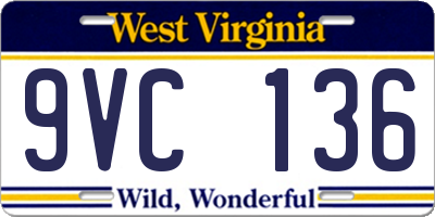 WV license plate 9VC136
