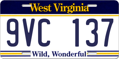 WV license plate 9VC137