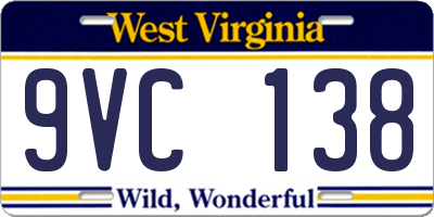 WV license plate 9VC138