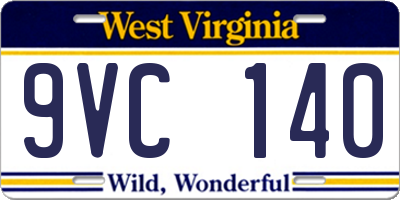 WV license plate 9VC140