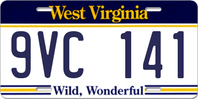 WV license plate 9VC141
