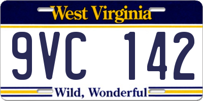 WV license plate 9VC142