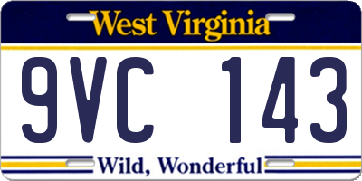 WV license plate 9VC143