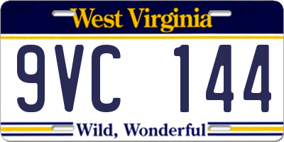 WV license plate 9VC144