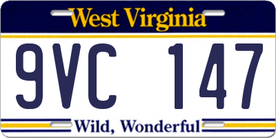 WV license plate 9VC147