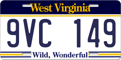 WV license plate 9VC149