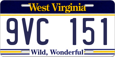 WV license plate 9VC151
