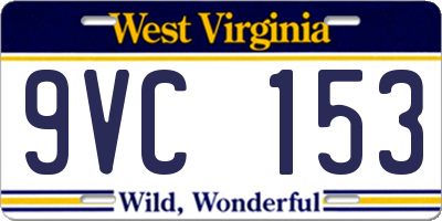 WV license plate 9VC153