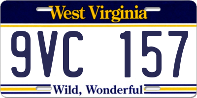 WV license plate 9VC157