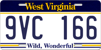 WV license plate 9VC166