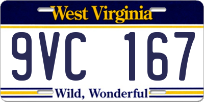 WV license plate 9VC167