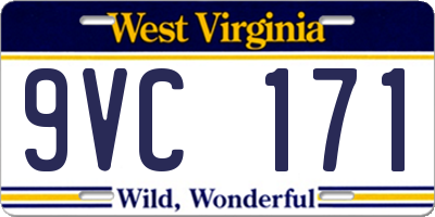 WV license plate 9VC171