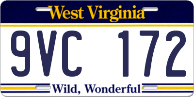 WV license plate 9VC172