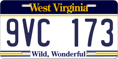 WV license plate 9VC173