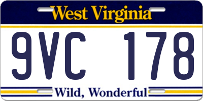 WV license plate 9VC178
