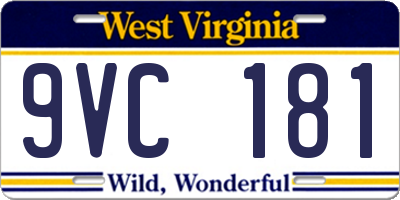 WV license plate 9VC181