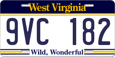 WV license plate 9VC182