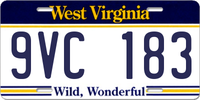 WV license plate 9VC183