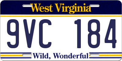 WV license plate 9VC184