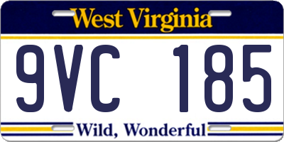 WV license plate 9VC185
