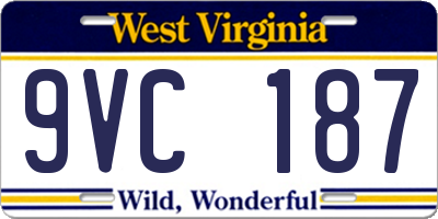 WV license plate 9VC187