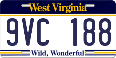 WV license plate 9VC188