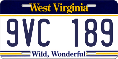 WV license plate 9VC189