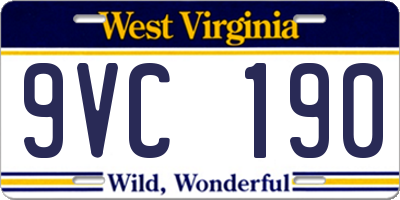 WV license plate 9VC190