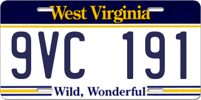 WV license plate 9VC191