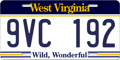 WV license plate 9VC192