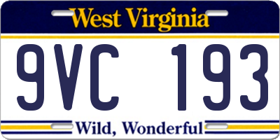 WV license plate 9VC193